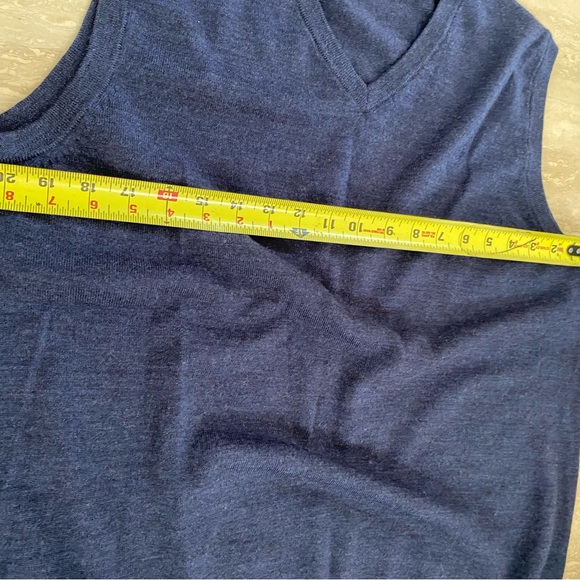 Blue Mens Vest size L Grandpa core V neck cashmere wool sweater worn twice EUC - Picture 5 of 10